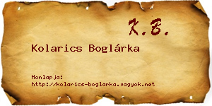 Kolarics Boglárka névjegykártya