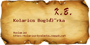 Kolarics Boglárka névjegykártya